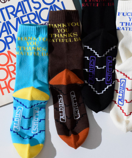 ALDIES(アールディーズ)の「Thank You Sox / サンキューソックス(ソックス/靴下・メンズ・ブルー/ホワイト/ブラウン/ブラック・WOMENS/MENS)」の1枚目の写真