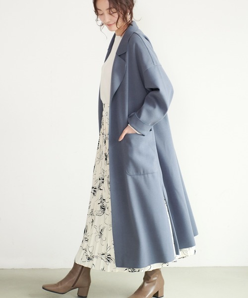 coca（coca）（コカ）の「ベルト付きテーラードコート（チェスターコート・レディース・ブラック/ブルー/グリーン/アイボリー・ONE SIZE）」の4枚目の写真