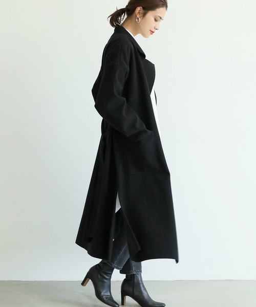 coca（coca）（コカ）の「ベルト付きテーラードコート（チェスターコート・レディース・ブラック/ブルー/グリーン/アイボリー・ONE SIZE）」の3枚目の写真