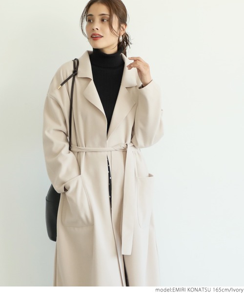 coca（coca）（コカ）の「ベルト付きテーラードコート（チェスターコート・レディース・ブラック/ブルー/グリーン/アイボリー・ONE SIZE）」の8枚目の写真