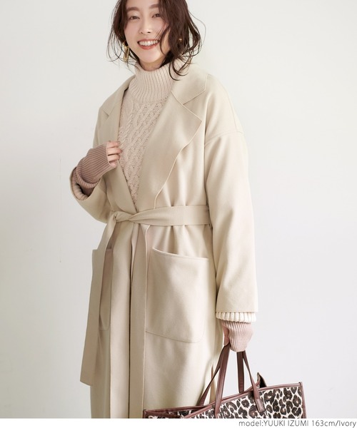 coca（coca）（コカ）の「ベルト付きテーラードコート（チェスターコート・レディース・ブラック/ブルー/グリーン/アイボリー・ONE SIZE）」の9枚目の写真