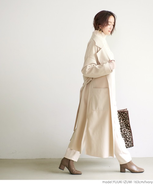 coca（coca）（コカ）の「ベルト付きテーラードコート（チェスターコート・レディース・ブラック/ブルー/グリーン/アイボリー・ONE SIZE）」の10枚目の写真