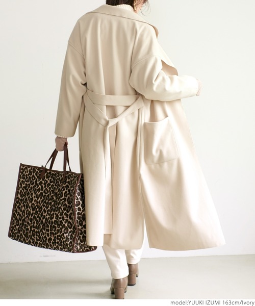 coca（coca）（コカ）の「ベルト付きテーラードコート（チェスターコート・レディース・ブラック/ブルー/グリーン/アイボリー・ONE SIZE）」の11枚目の写真