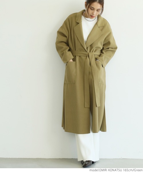 coca（coca）（コカ）の「ベルト付きテーラードコート（チェスターコート・レディース・ブラック/ブルー/グリーン/アイボリー・ONE SIZE）」の12枚目の写真