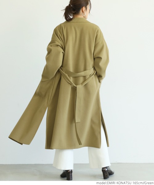 coca（coca）（コカ）の「ベルト付きテーラードコート（チェスターコート・レディース・ブラック/ブルー/グリーン/アイボリー・ONE SIZE）」の15枚目の写真