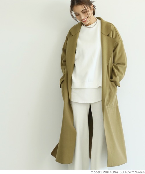 coca（coca）（コカ）の「ベルト付きテーラードコート（チェスターコート・レディース・ブラック/ブルー/グリーン/アイボリー・ONE SIZE）」の16枚目の写真