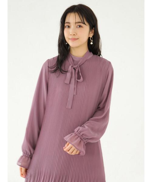 earth music&ecology（アースミュージックアンドエコロジー）の「2WAYリボン消しプリーツワンピース　＊（ワンピース・レディース・ブラック/ラベンダー/ドット/ブラック系その他5・FREE）」の16枚目の写真