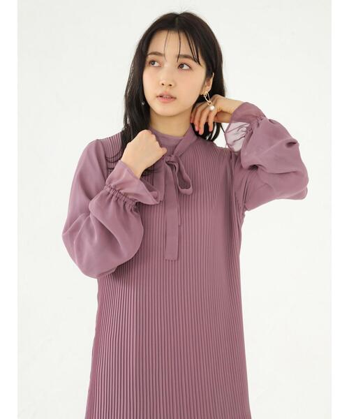 earth music&ecology（アースミュージックアンドエコロジー）の「2WAYリボン消しプリーツワンピース　＊（ワンピース・レディース・ブラック/ラベンダー/ドット/ブラック系その他5・FREE）」の17枚目の写真