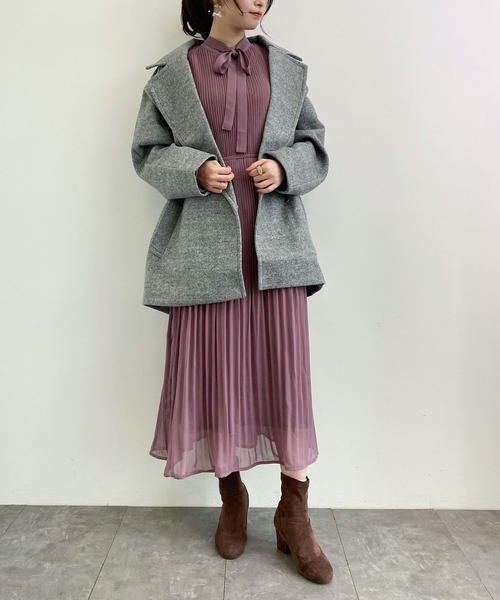 earth music&ecology（アースミュージックアンドエコロジー）の「2WAYリボン消しプリーツワンピース　＊（ワンピース・レディース・ブラック/ラベンダー/ドット/ブラック系その他5・FREE）」の5枚目の写真