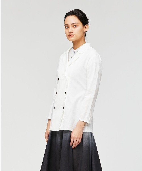 mizuiroind（ミズイロインド）の「mizuiro ind ダブルブレスドシャツ（シャツ/ブラウス・レディース・オフホワイト/その他/ブラック・FREE）」の6枚目の写真
