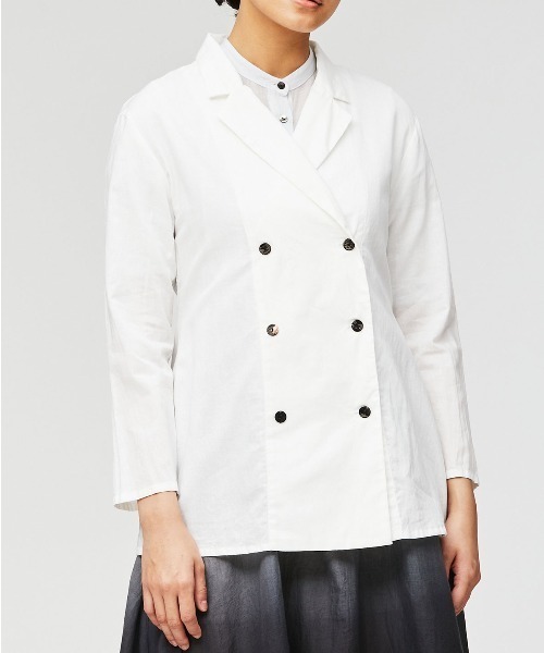 mizuiroind（ミズイロインド）の「mizuiro ind ダブルブレスドシャツ（シャツ/ブラウス・レディース・オフホワイト/その他/ブラック・FREE）」の9枚目の写真