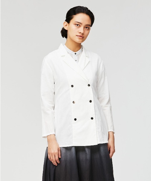 mizuiroind（ミズイロインド）の「mizuiro ind ダブルブレスドシャツ（シャツ/ブラウス・レディース・オフホワイト/その他/ブラック・FREE）」の22枚目の写真