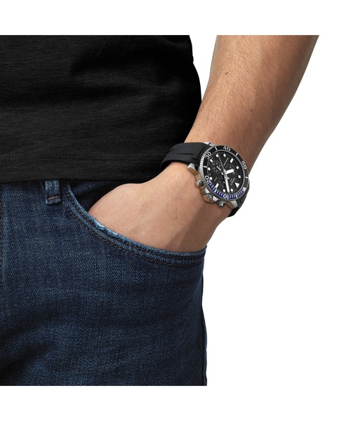 TISSOT（ティソ）の「[ティソ] TISSOT シースター クロノグラフ ブラック文字盤 ラバー（アナログ腕時計・メンズ・ブラック・FREE）」の5枚目の写真