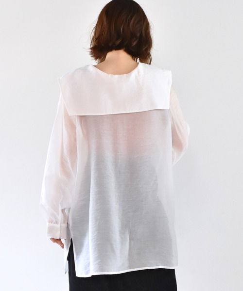 RETRO GIRL（レトロガール）の「デカ襟シアーチュニックブラウス（シャツ/ブラウス・レディース・ブラック/ピンク/アイボリー・FREE）」の12枚目の写真