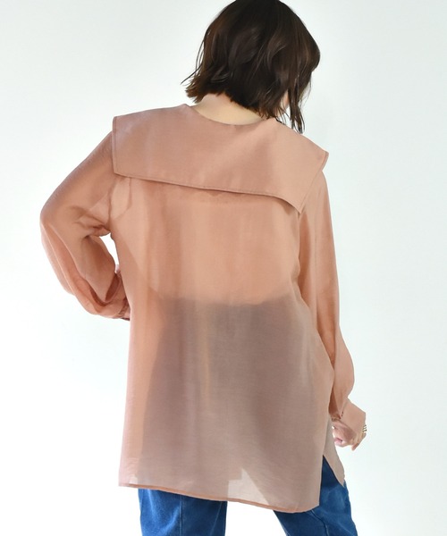 RETRO GIRL（レトロガール）の「デカ襟シアーチュニックブラウス（シャツ/ブラウス・レディース・ブラック/ピンク/アイボリー・FREE）」の16枚目の写真