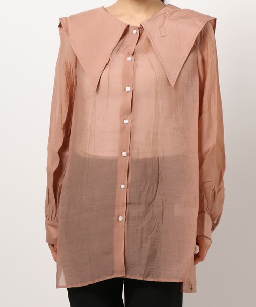 RETRO GIRL（レトロガール）の「デカ襟シアーチュニックブラウス（シャツ/ブラウス・レディース・ブラック/ピンク/アイボリー・FREE）」の19枚目の写真