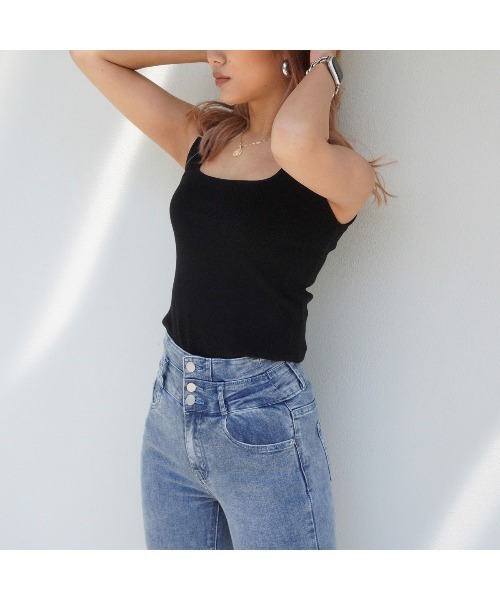 ANAP（アナップ）の「スクエアネックニットタンクトップ（タンクトップ・レディース・パープル/ブルー/アイボリー/ブラック・FREE）」の14枚目の写真