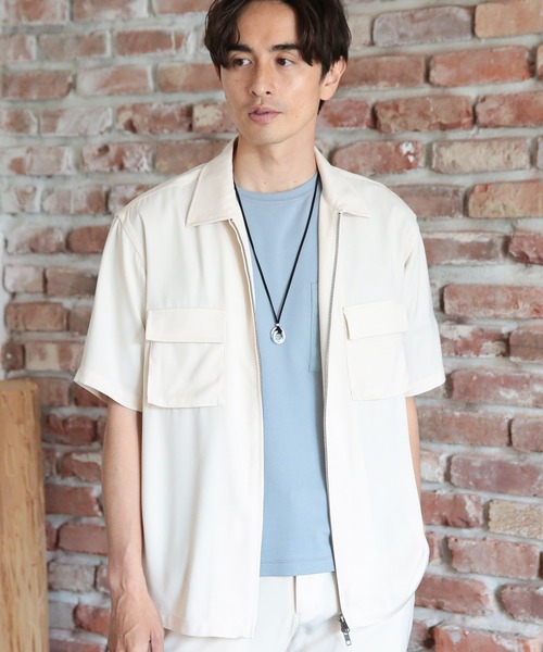 UNION STATION（ユニオンステーション）の「ツイルジップアップCPOシャツ（シャツ/ブラウス・メンズ・アイボリー/ブラック/グレー・L/LL/M）」の2枚目の写真