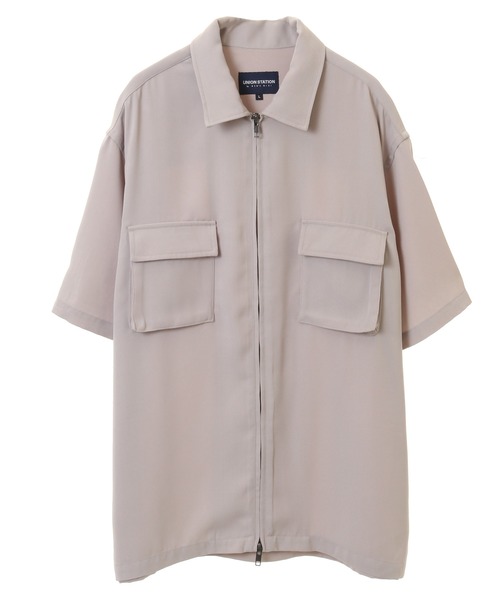 UNION STATION（ユニオンステーション）の「ツイルジップアップCPOシャツ（シャツ/ブラウス・メンズ・アイボリー/ブラック/グレー・L/LL/M）」の9枚目の写真