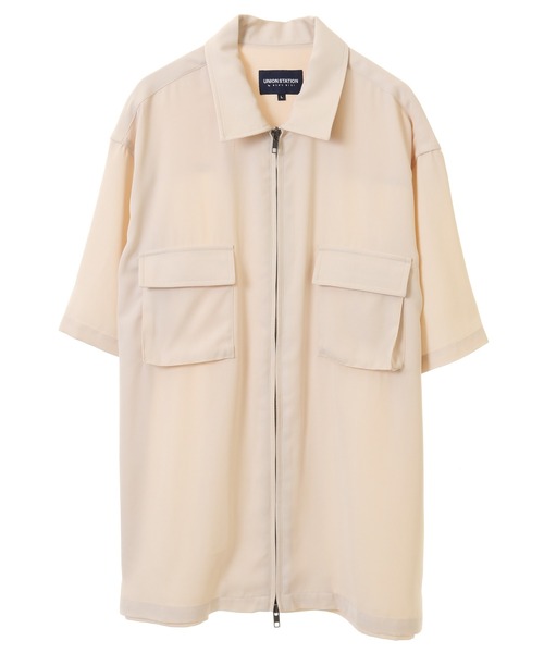 UNION STATION（ユニオンステーション）の「ツイルジップアップCPOシャツ（シャツ/ブラウス・メンズ・アイボリー/ブラック/グレー・L/LL/M）」の11枚目の写真