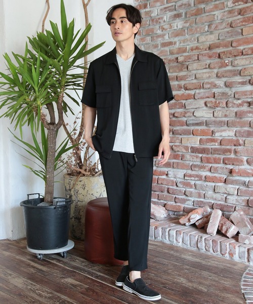 UNION STATION（ユニオンステーション）の「ツイルジップアップCPOシャツ（シャツ/ブラウス・メンズ・アイボリー/ブラック/グレー・L/LL/M）」の7枚目の写真