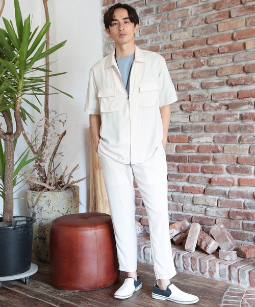 UNION STATION（ユニオンステーション）の「ツイルジップアップCPOシャツ（シャツ/ブラウス・メンズ・アイボリー/ブラック/グレー・L/LL/M）」の8枚目の写真