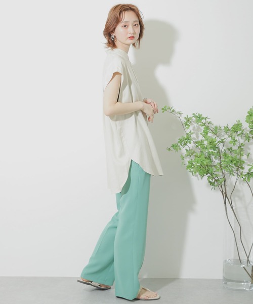 SENSE OF PLACE by URBAN RESEARCH（センスオブプレイスバイアーバンリサーチ）の「リネンレーヨンバンドカラーシャツ（シャツ/ブラウス・レディース・ライトベージュ/ライトカーキ/ブラック・ONE）」の11枚目の写真