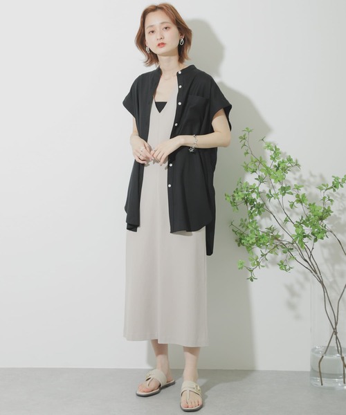 SENSE OF PLACE by URBAN RESEARCH（センスオブプレイスバイアーバンリサーチ）の「リネンレーヨンバンドカラーシャツ（シャツ/ブラウス・レディース・ライトベージュ/ライトカーキ/ブラック・ONE）」の12枚目の写真