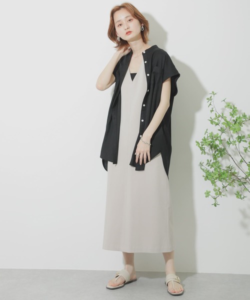 SENSE OF PLACE by URBAN RESEARCH（センスオブプレイスバイアーバンリサーチ）の「リネンレーヨンバンドカラーシャツ（シャツ/ブラウス・レディース・ライトベージュ/ライトカーキ/ブラック・ONE）」の18枚目の写真