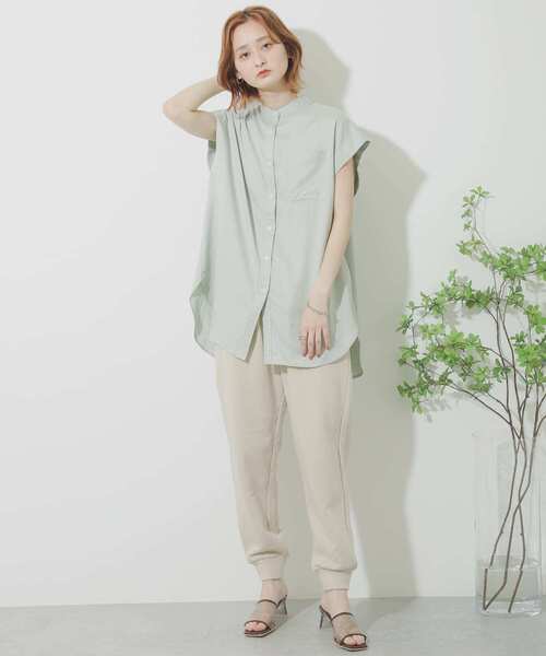 SENSE OF PLACE by URBAN RESEARCH（センスオブプレイスバイアーバンリサーチ）の「リネンレーヨンバンドカラーシャツ（シャツ/ブラウス・レディース・ライトベージュ/ライトカーキ/ブラック・ONE）」の7枚目の写真
