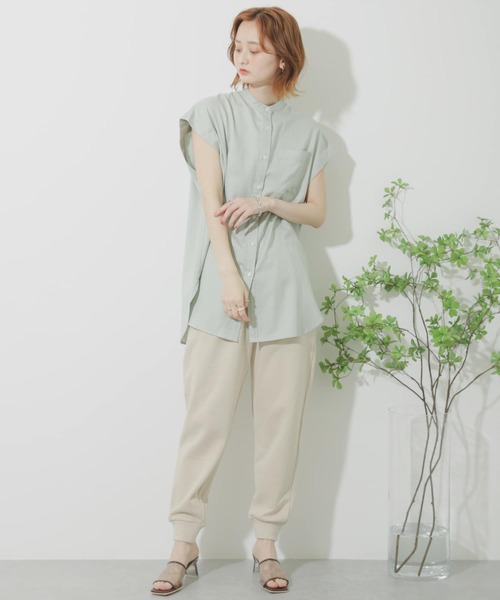 SENSE OF PLACE by URBAN RESEARCH（センスオブプレイスバイアーバンリサーチ）の「リネンレーヨンバンドカラーシャツ（シャツ/ブラウス・レディース・ライトベージュ/ライトカーキ/ブラック・ONE）」の13枚目の写真