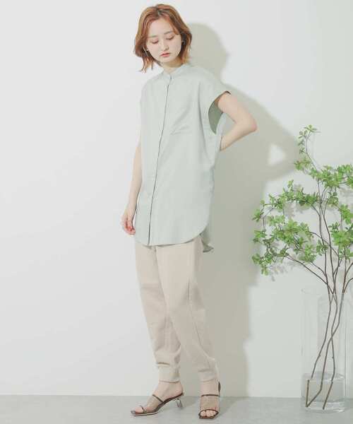 SENSE OF PLACE by URBAN RESEARCH（センスオブプレイスバイアーバンリサーチ）の「リネンレーヨンバンドカラーシャツ（シャツ/ブラウス・レディース・ライトベージュ/ライトカーキ/ブラック・ONE）」の19枚目の写真