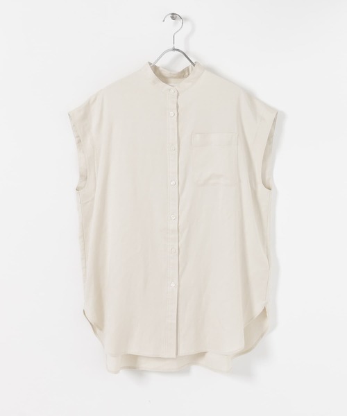 SENSE OF PLACE by URBAN RESEARCH（センスオブプレイスバイアーバンリサーチ）の「リネンレーヨンバンドカラーシャツ（シャツ/ブラウス・レディース・ライトベージュ/ライトカーキ/ブラック・ONE）」の8枚目の写真