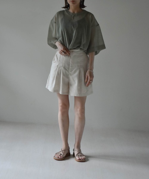 muure（ミュール）の「コットンリネンハーフパンツ（その他パンツ・レディース・ブラック/ベージュ/アイボリー・FREE）」の6枚目の写真