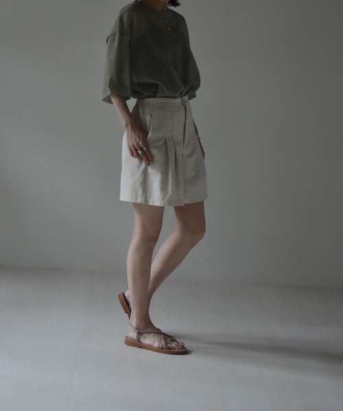 muure（ミュール）の「コットンリネンハーフパンツ（その他パンツ・レディース・ブラック/ベージュ/アイボリー・FREE）」の10枚目の写真