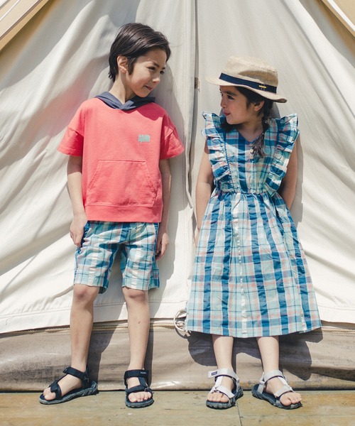 RADCHAP（ラッドチャップ）の「【ペア】マドラスチェックワンピース（ワンピース・キッズ・ブルー/オレンジ・100cm/110cm/90cm/120cm/130cm/140cm/150cm）」の3枚目の写真