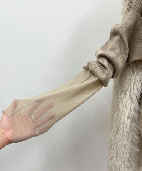 AULA AILA（アウラアイラ）の「エコファージレセット（ECO FUR GILLET SET）（ニット/セーター・レディース・ベージュ/ブラウン・M）」の6枚目の写真