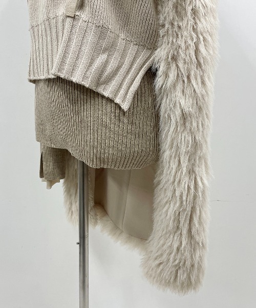 AULA AILA（アウラアイラ）の「エコファージレセット（ECO FUR GILLET SET）（ニット/セーター・レディース・ベージュ/ブラウン・M）」の21枚目の写真