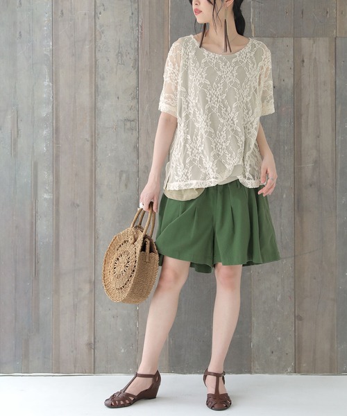 osharewalker（オシャレウォーカー）の「【廃盤】『花柄レースドッキングTシャツ』（Tシャツ/カットソー・レディース・ブラック/ベージュ/パープル/ミント・2/1）」の12枚目の写真