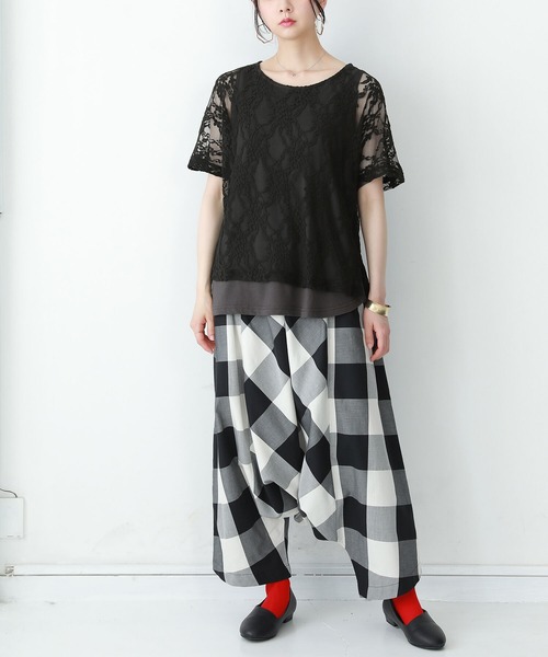 osharewalker（オシャレウォーカー）の「【廃盤】『花柄レースドッキングTシャツ』（Tシャツ/カットソー・レディース・ブラック/ベージュ/パープル/ミント・2/1）」の18枚目の写真