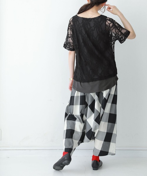 osharewalker（オシャレウォーカー）の「【廃盤】『花柄レースドッキングTシャツ』（Tシャツ/カットソー・レディース・ブラック/ベージュ/パープル/ミント・2/1）」の19枚目の写真