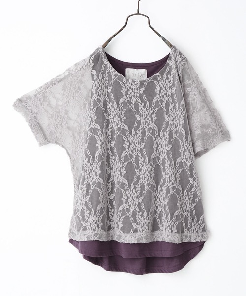 osharewalker（オシャレウォーカー）の「【廃盤】『花柄レースドッキングTシャツ』（Tシャツ/カットソー・レディース・ブラック/ベージュ/パープル/ミント・2/1）」の21枚目の写真