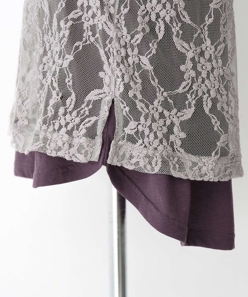 osharewalker（オシャレウォーカー）の「【廃盤】『花柄レースドッキングTシャツ』（Tシャツ/カットソー・レディース・ブラック/ベージュ/パープル/ミント・2/1）」の22枚目の写真
