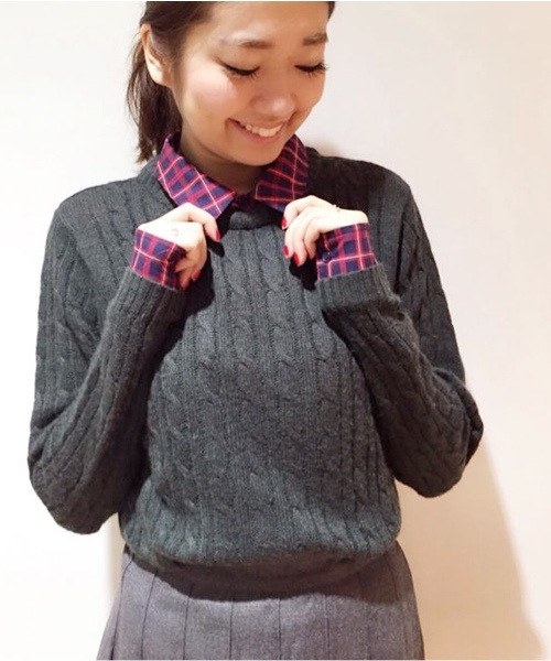 Chico(チコ)の「ケーブルニット(ニット/セーター・レディース・アイボリー/グリーン/ネイビー/グレー・FREE)」の3枚目の写真