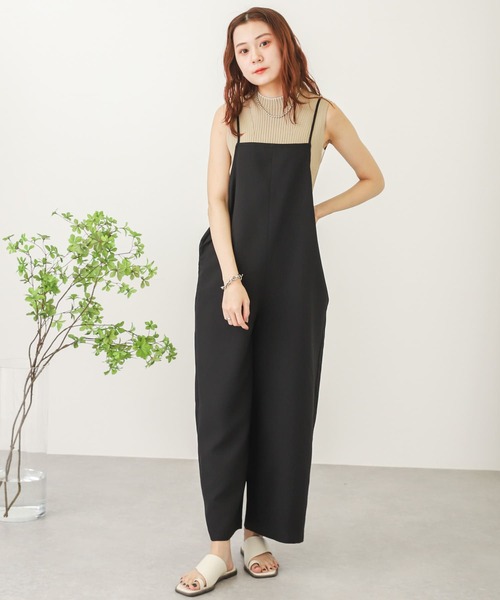 SENSE OF PLACE by URBAN RESEARCH（センスオブプレイスバイアーバンリサーチ）の「シアーシャツサロペットレイヤードアンサンブル（サロペット/オーバーオール・レディース・ブラック/グリーン/アイボリー・ONE）」の6枚目の写真