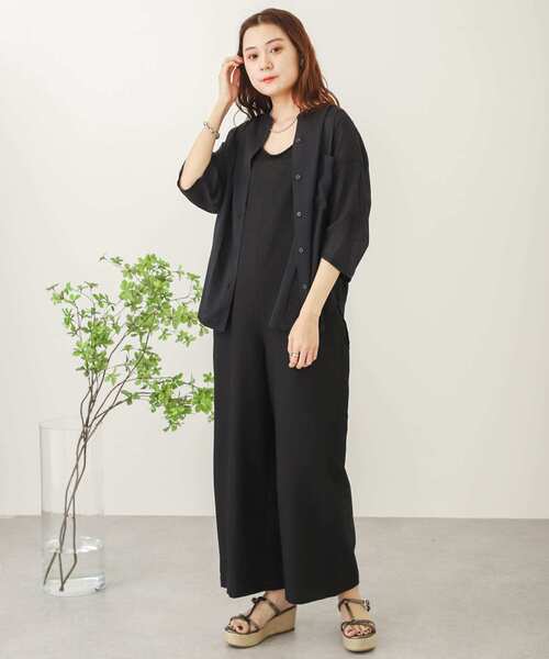 SENSE OF PLACE by URBAN RESEARCH（センスオブプレイスバイアーバンリサーチ）の「シアーシャツサロペットレイヤードアンサンブル（サロペット/オーバーオール・レディース・ブラック/グリーン/アイボリー・ONE）」の11枚目の写真