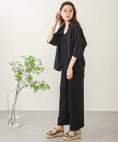 SENSE OF PLACE by URBAN RESEARCH（センスオブプレイスバイアーバンリサーチ）の「シアーシャツサロペットレイヤードアンサンブル（サロペット/オーバーオール・レディース・ブラック/グリーン/アイボリー・ONE）」の12枚目の写真