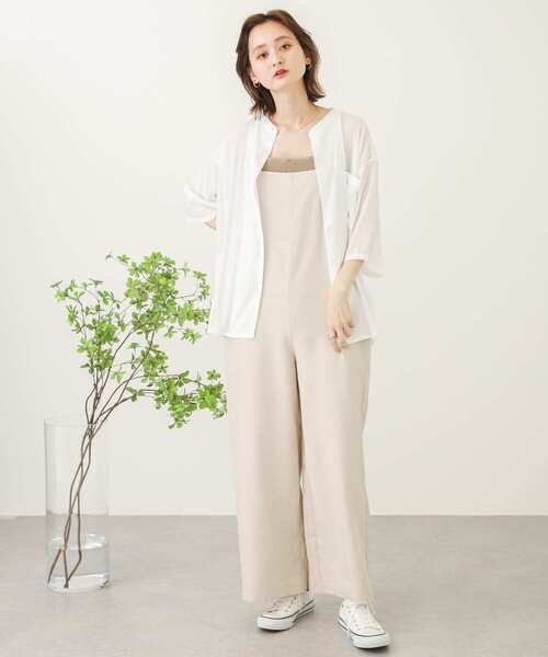 SENSE OF PLACE by URBAN RESEARCH（センスオブプレイスバイアーバンリサーチ）の「シアーシャツサロペットレイヤードアンサンブル（サロペット/オーバーオール・レディース・ブラック/グリーン/アイボリー・ONE）」の16枚目の写真