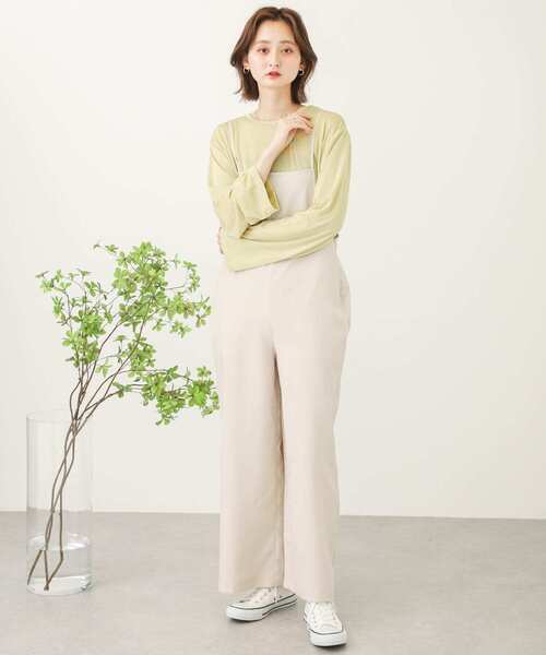 SENSE OF PLACE by URBAN RESEARCH（センスオブプレイスバイアーバンリサーチ）の「シアーシャツサロペットレイヤードアンサンブル（サロペット/オーバーオール・レディース・ブラック/グリーン/アイボリー・ONE）」の21枚目の写真