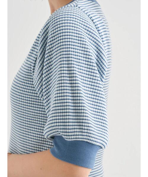 earth music&ecology（アースミュージックアンドエコロジー）の「マルチボーダーカットプルオーバー ＊（Tシャツ/カットソー・レディース・パープル/ブラック/サックスブルー・FREE）」の11枚目の写真